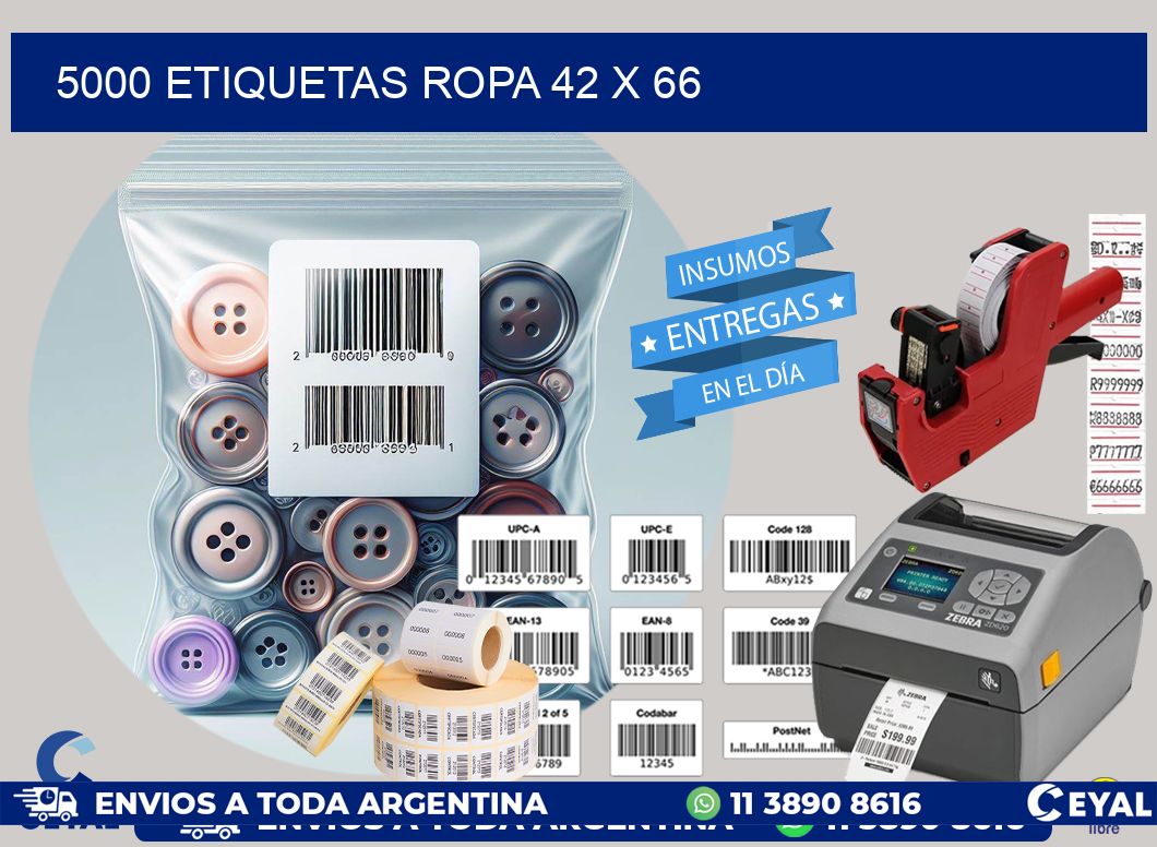 5000 ETIQUETAS ROPA 42 x 66