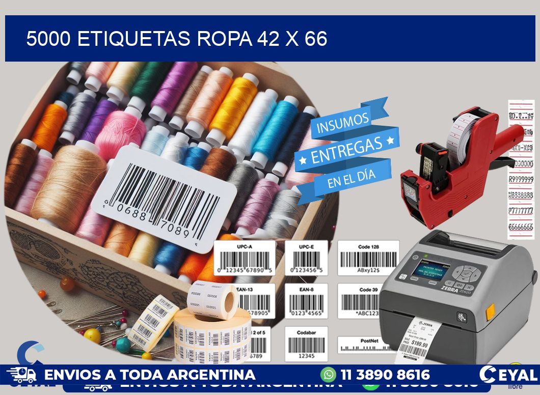 5000 ETIQUETAS ROPA 42 x 66