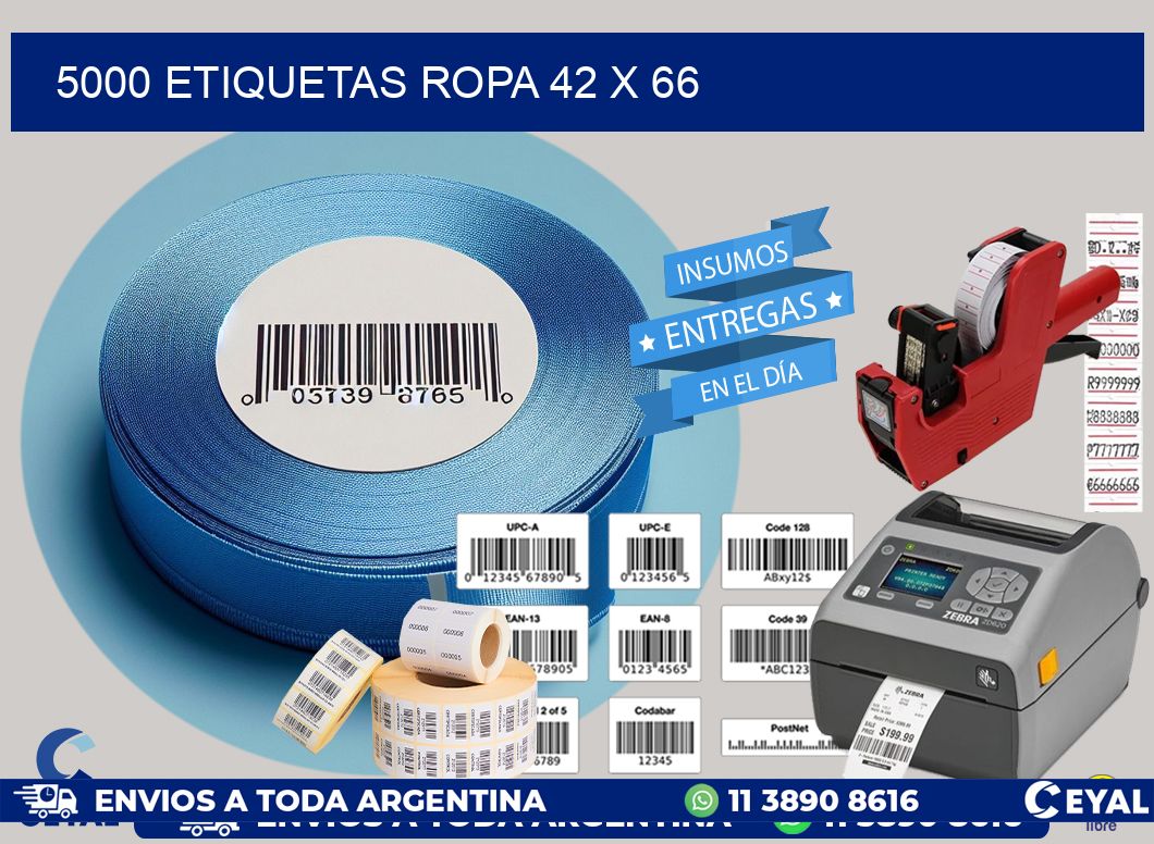 5000 ETIQUETAS ROPA 42 x 66