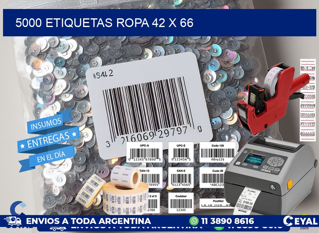 5000 ETIQUETAS ROPA 42 x 66