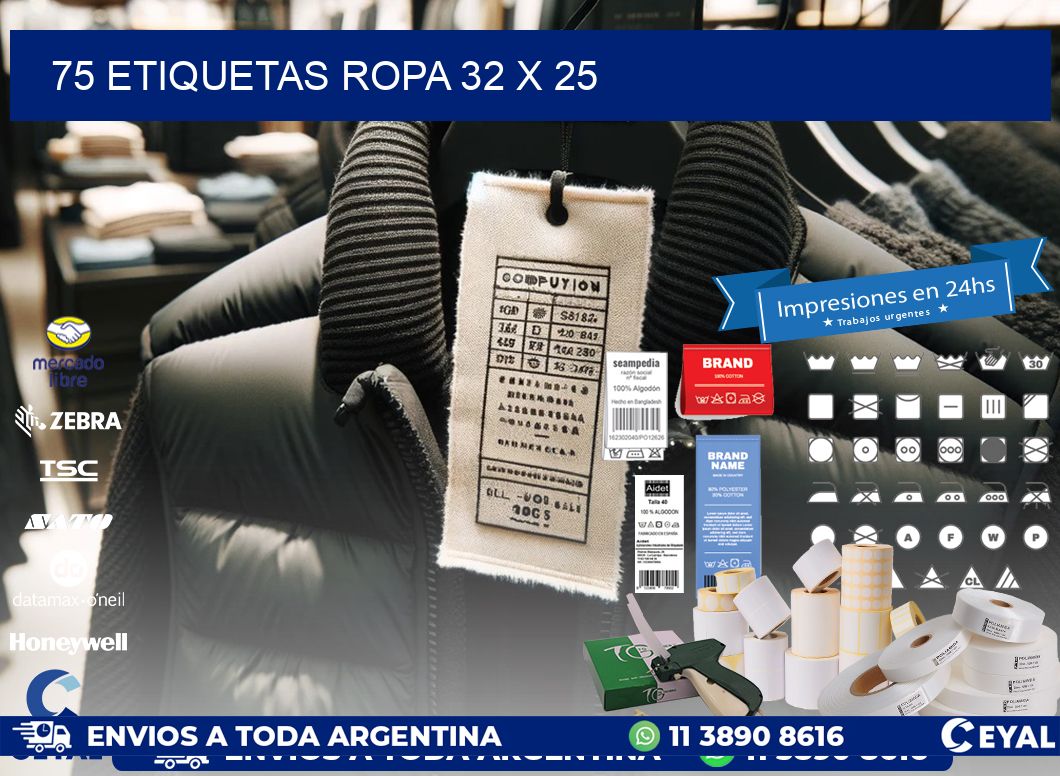 75 ETIQUETAS ROPA 32 x 25