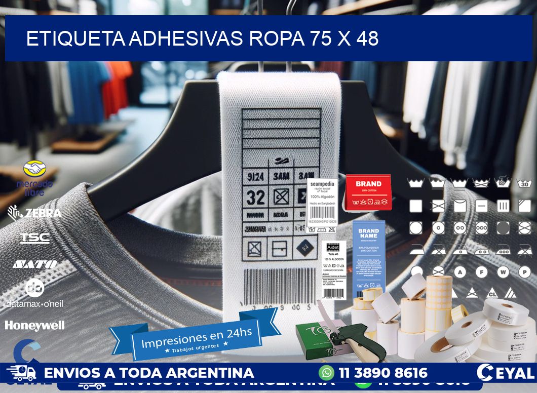 ETIQUETA ADHESIVAS ROPA 75 x 48