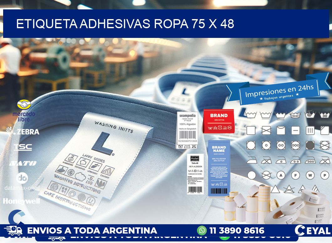 ETIQUETA ADHESIVAS ROPA 75 x 48