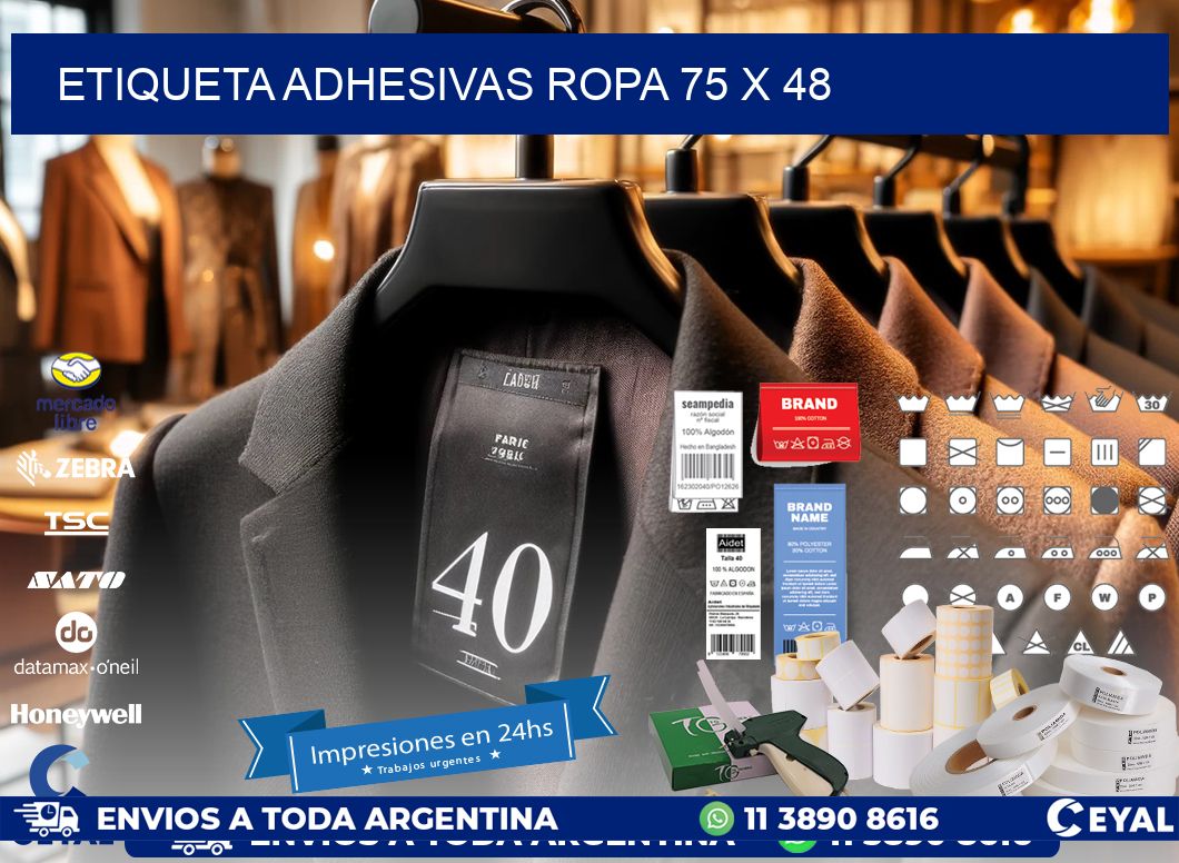 ETIQUETA ADHESIVAS ROPA 75 x 48
