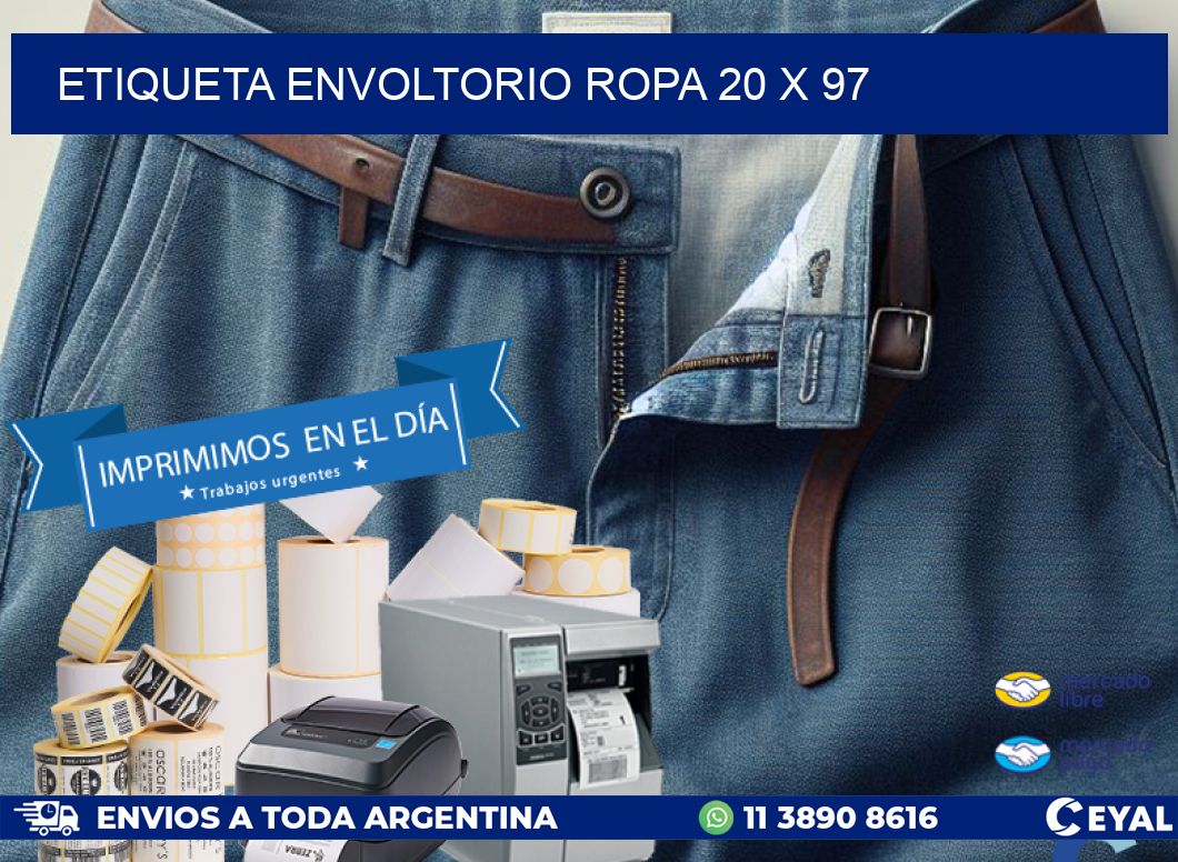 ETIQUETA ENVOLTORIO ROPA 20 x 97