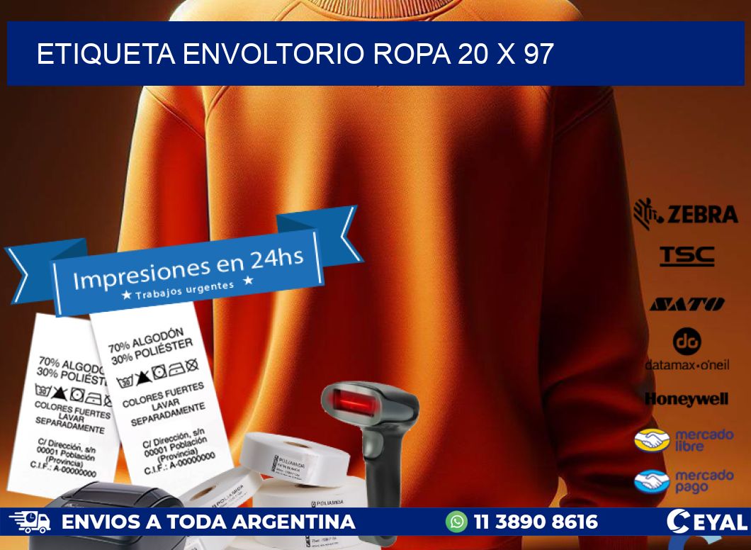 ETIQUETA ENVOLTORIO ROPA 20 x 97