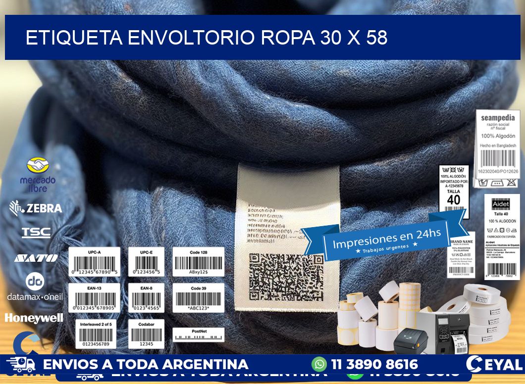 ETIQUETA ENVOLTORIO ROPA 30 x 58