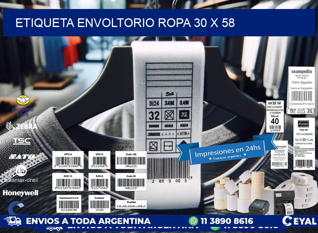 ETIQUETA ENVOLTORIO ROPA 30 x 58