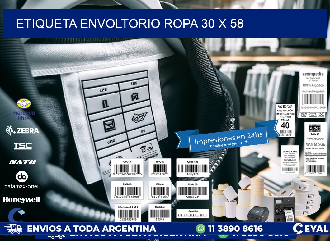 ETIQUETA ENVOLTORIO ROPA 30 x 58