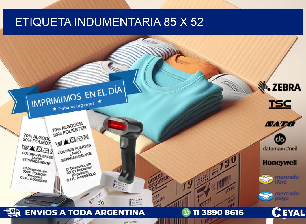 ETIQUETA INDUMENTARIA 85 x 52
