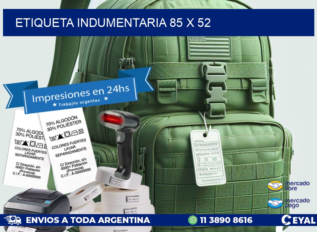 ETIQUETA INDUMENTARIA 85 x 52