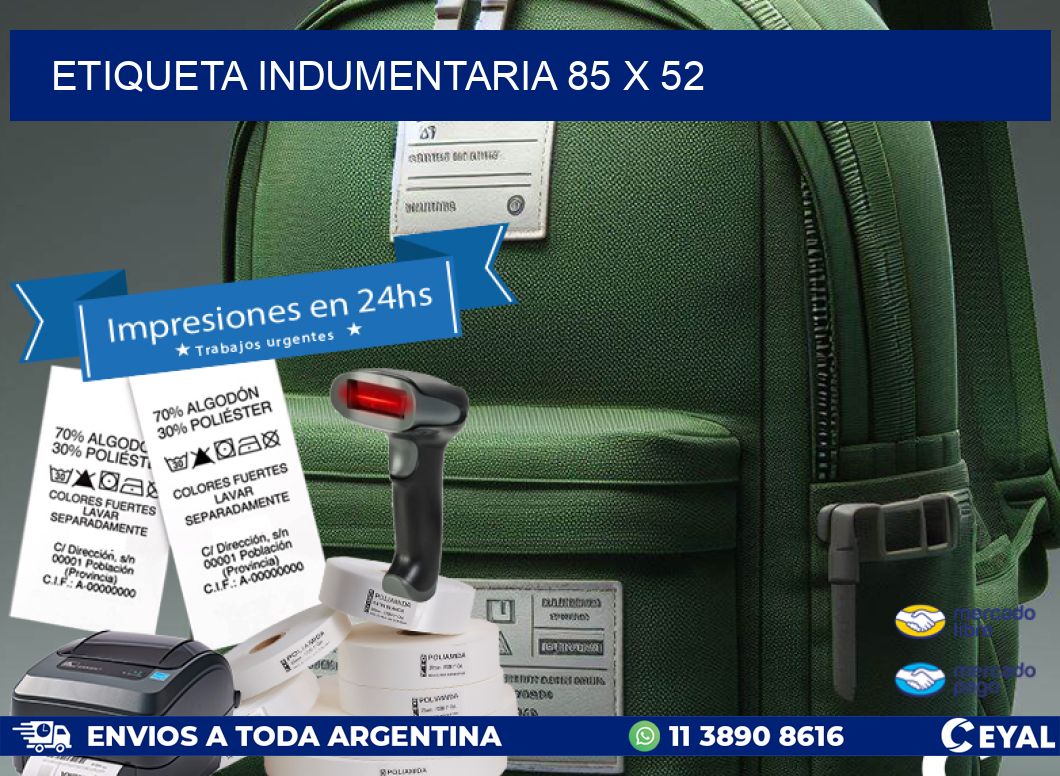 ETIQUETA INDUMENTARIA 85 x 52