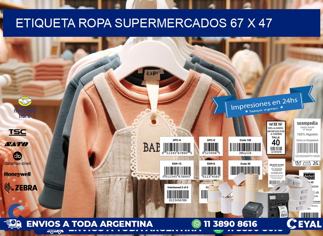 ETIQUETA ROPA SUPERMERCADOS 67 x 47