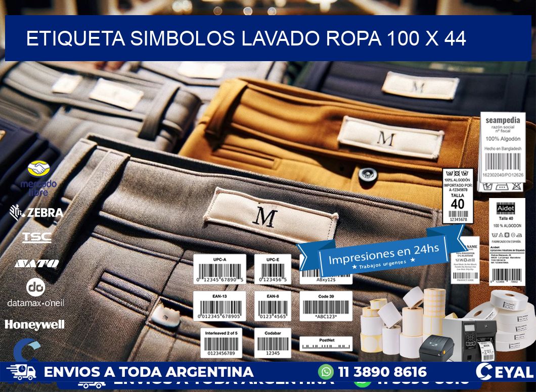 ETIQUETA SIMBOLOS LAVADO ROPA 100 x 44