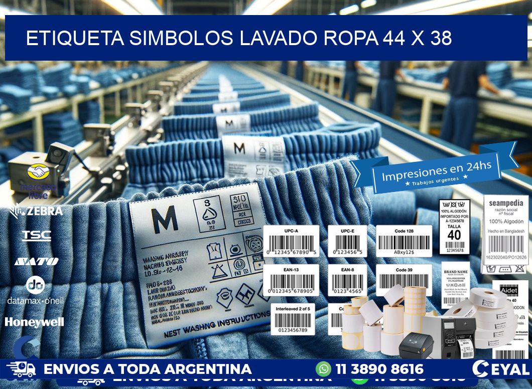 ETIQUETA SIMBOLOS LAVADO ROPA 44 x 38