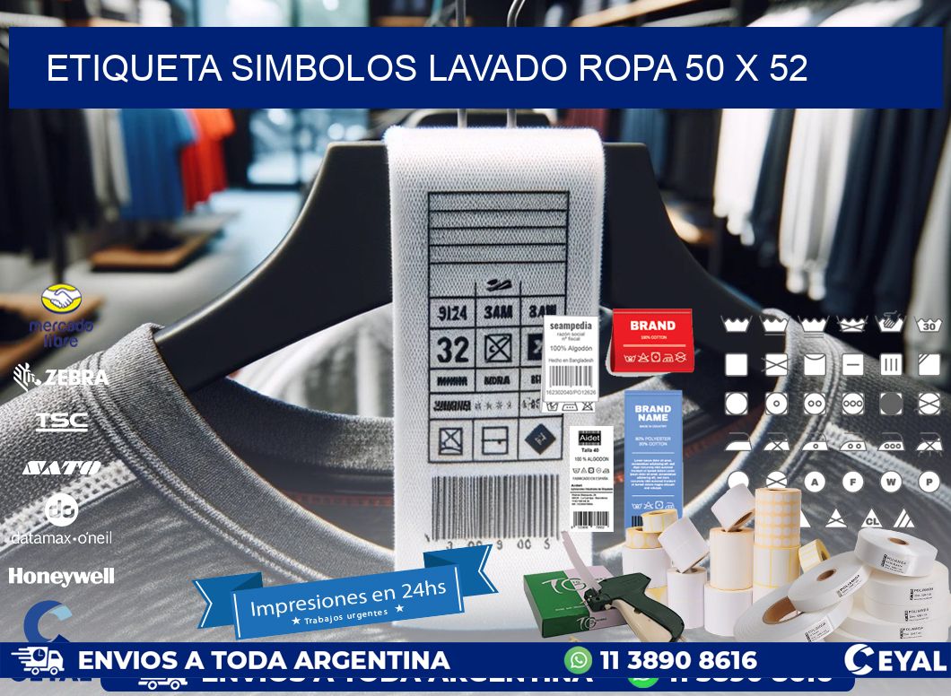 ETIQUETA SIMBOLOS LAVADO ROPA 50 x 52