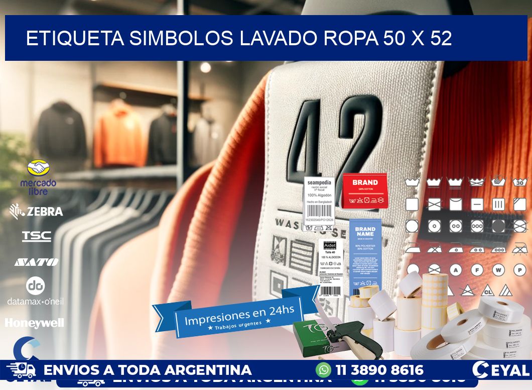 ETIQUETA SIMBOLOS LAVADO ROPA 50 x 52