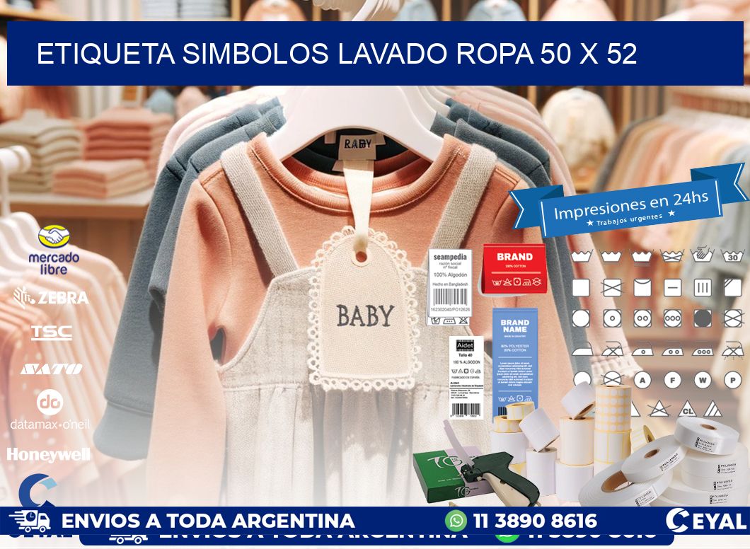 ETIQUETA SIMBOLOS LAVADO ROPA 50 x 52