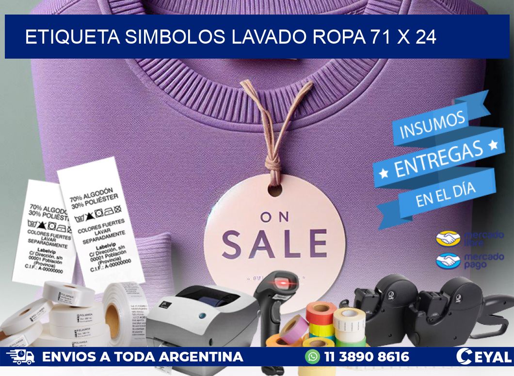 ETIQUETA SIMBOLOS LAVADO ROPA 71 x 24