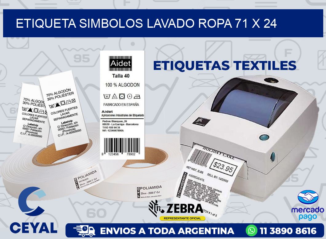 ETIQUETA SIMBOLOS LAVADO ROPA 71 x 24