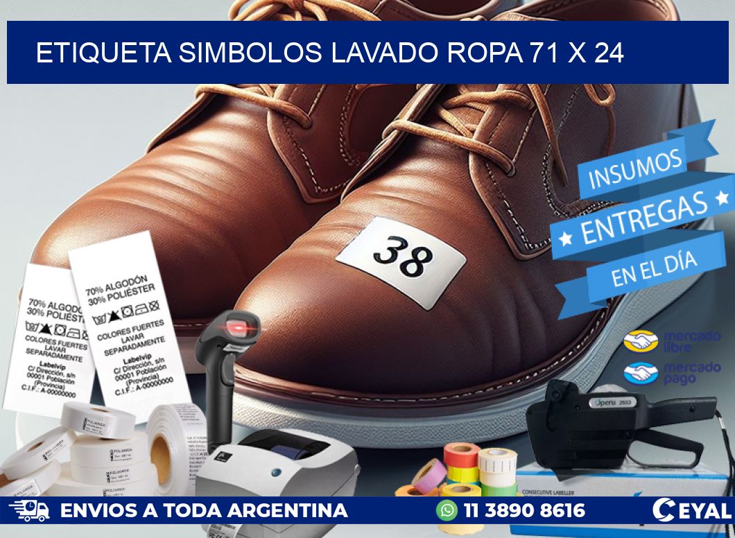 ETIQUETA SIMBOLOS LAVADO ROPA 71 x 24