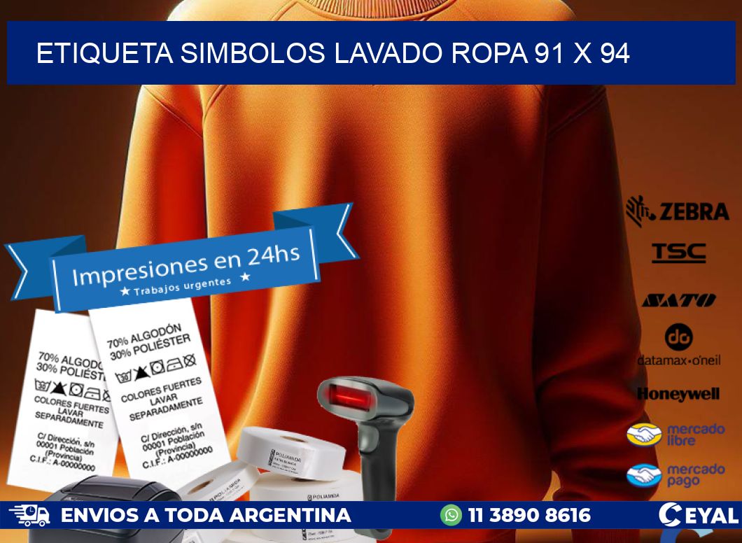 ETIQUETA SIMBOLOS LAVADO ROPA 91 x 94