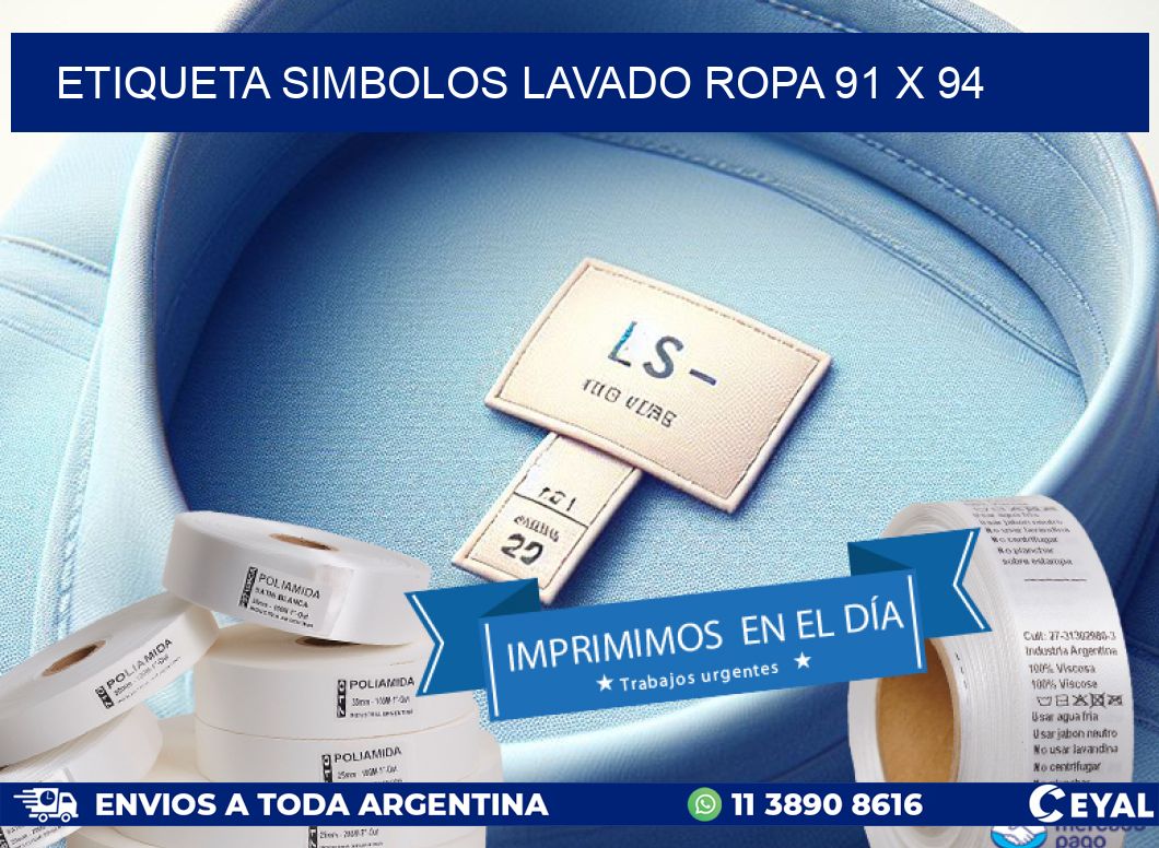 ETIQUETA SIMBOLOS LAVADO ROPA 91 x 94