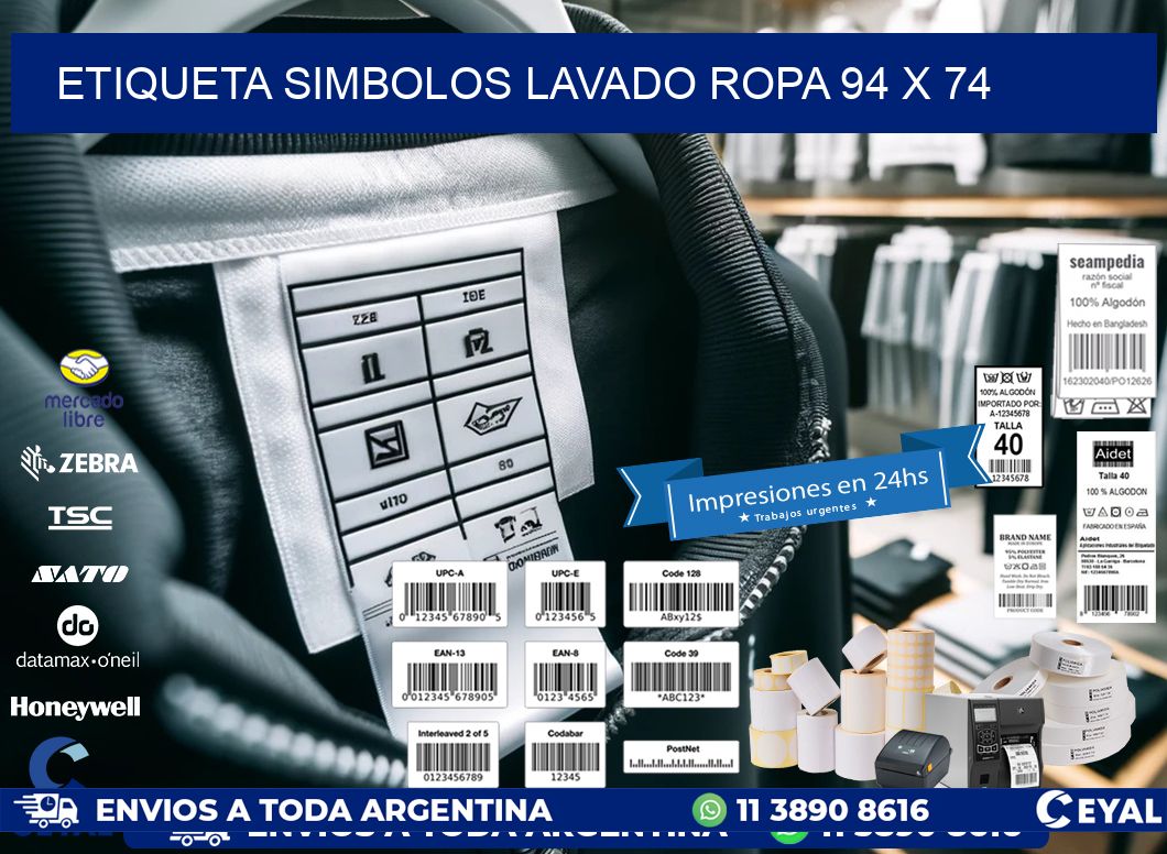 ETIQUETA SIMBOLOS LAVADO ROPA 94 x 74