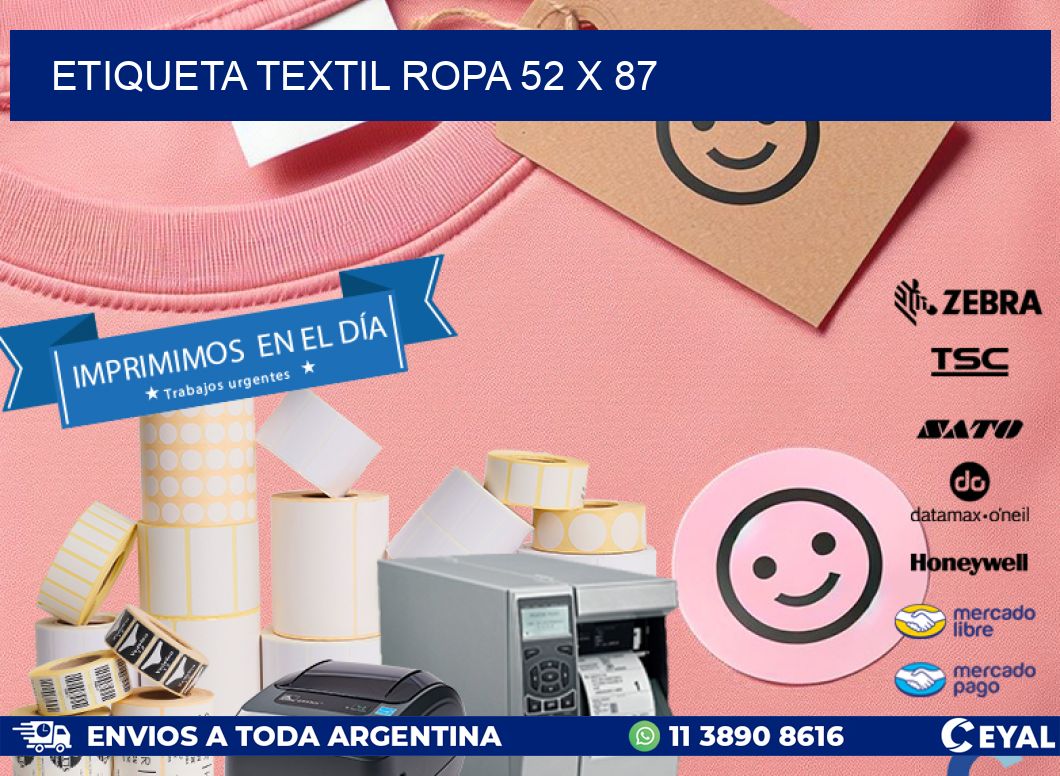 ETIQUETA TEXTIL ROPA 52 x 87