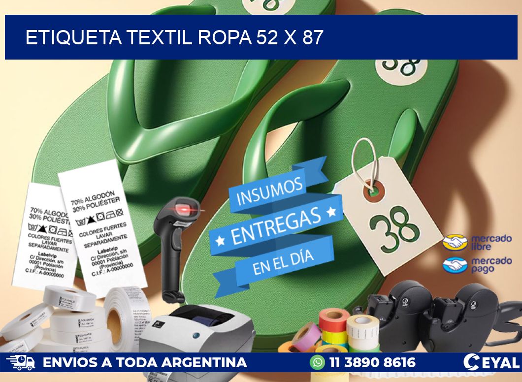 ETIQUETA TEXTIL ROPA 52 x 87