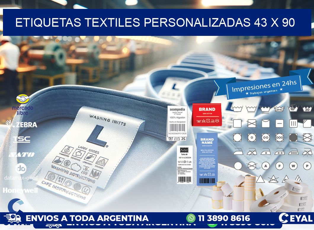 ETIQUETAS TEXTILES PERSONALIZADAS 43 x 90