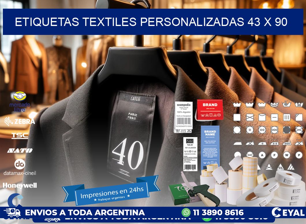 ETIQUETAS TEXTILES PERSONALIZADAS 43 x 90