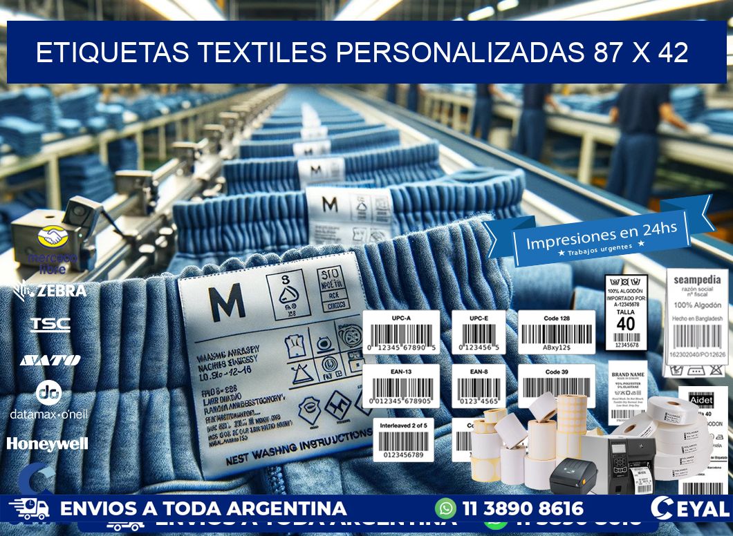 ETIQUETAS TEXTILES PERSONALIZADAS 87 x 42