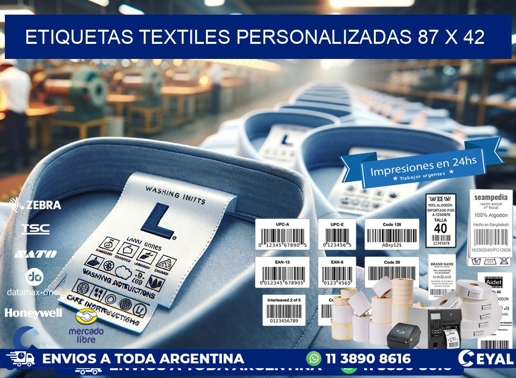 ETIQUETAS TEXTILES PERSONALIZADAS 87 x 42