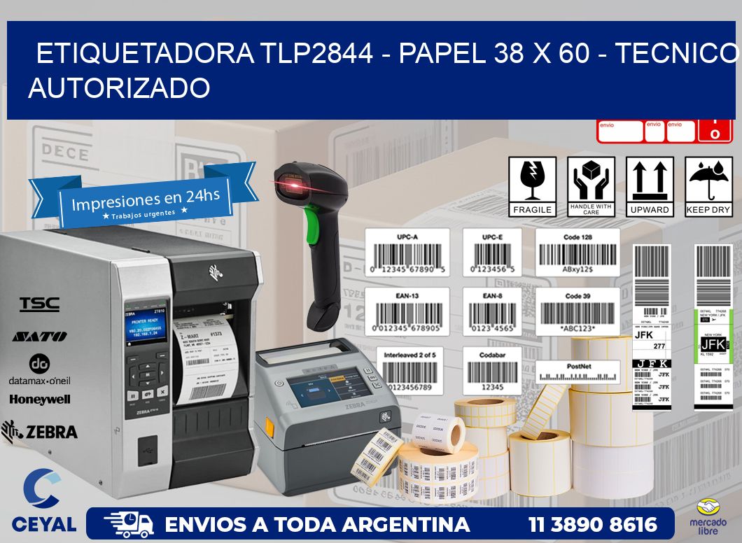 ETIQUETADORA TLP2844 - PAPEL 38 x 60 - TECNICO AUTORIZADO