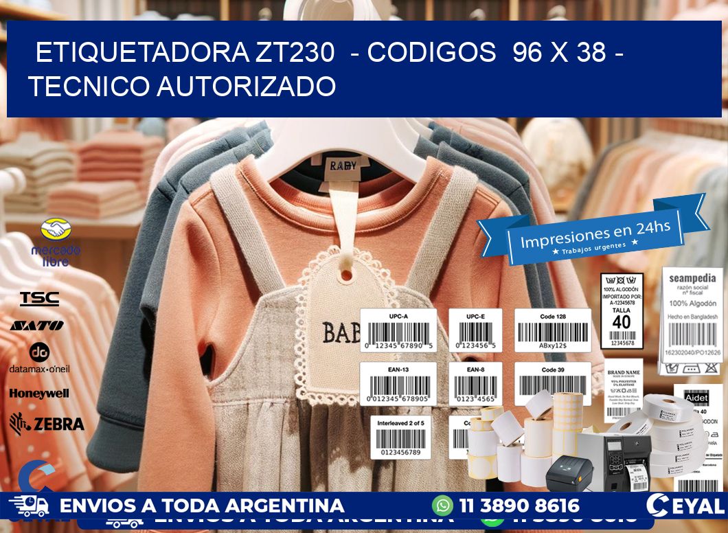 ETIQUETADORA ZT230  - CODIGOS  96 x 38 - TECNICO AUTORIZADO