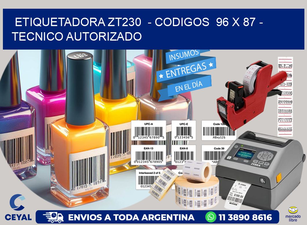 ETIQUETADORA ZT230  - CODIGOS  96 x 87 - TECNICO AUTORIZADO