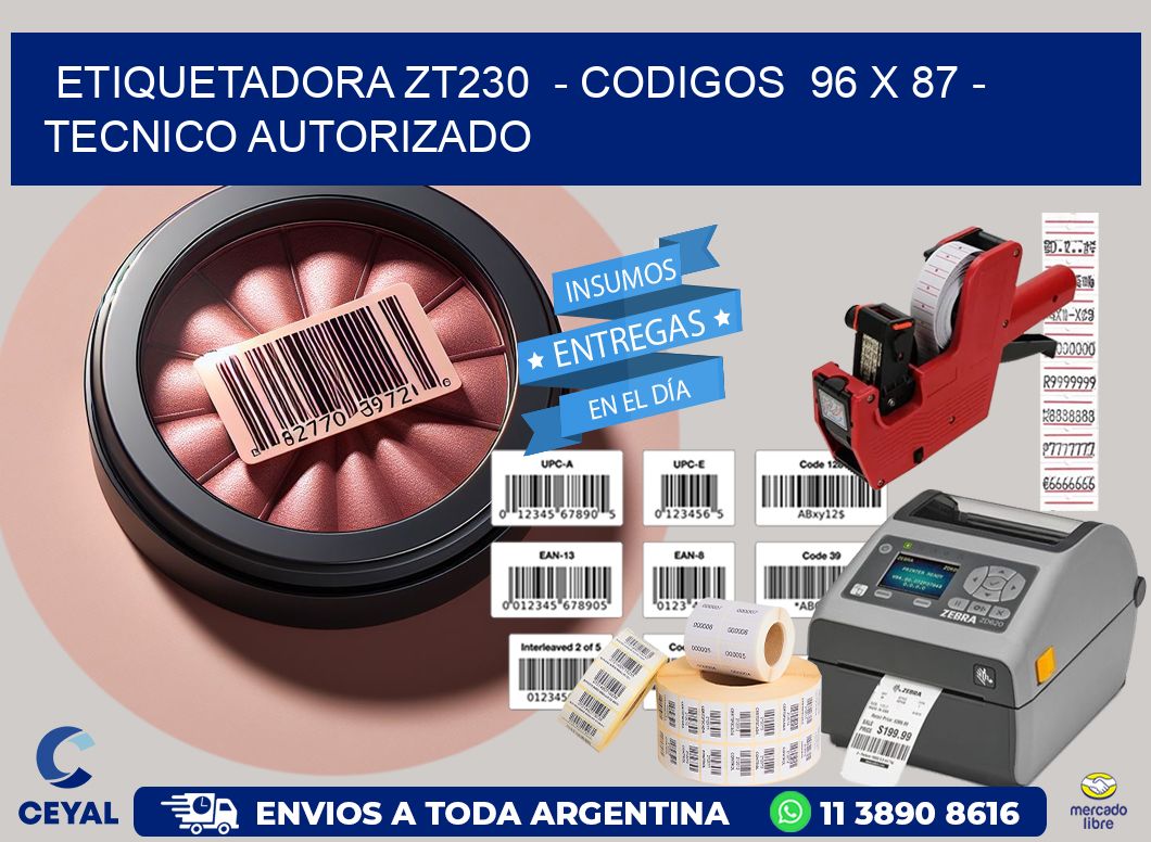 ETIQUETADORA ZT230  – CODIGOS  96 x 87 – TECNICO AUTORIZADO