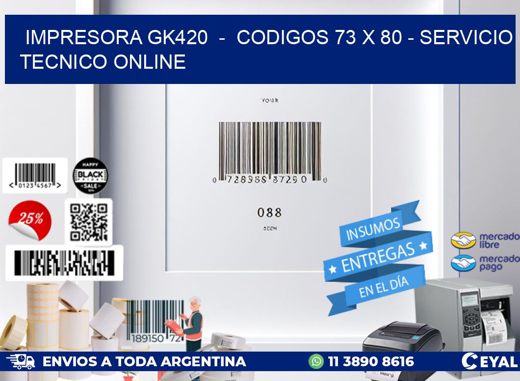 IMPRESORA GK420  -  CODIGOS 73 x 80 - SERVICIO TECNICO ONLINE