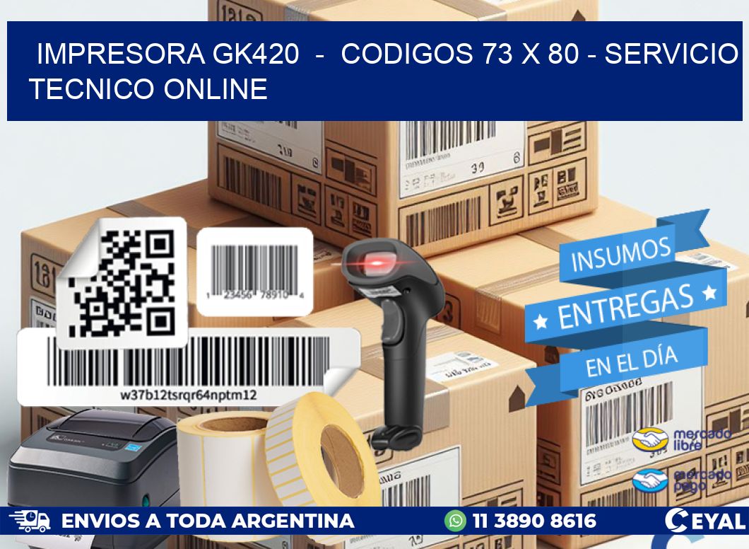 IMPRESORA GK420  –  CODIGOS 73 x 80 – SERVICIO TECNICO ONLINE