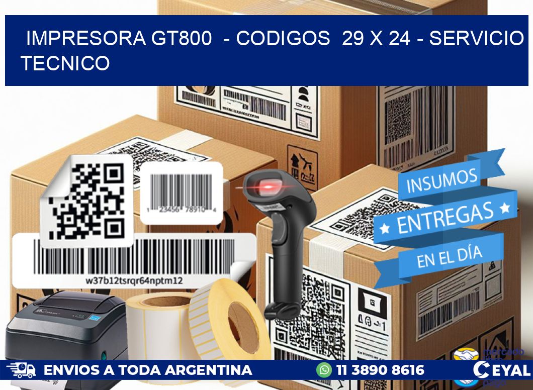 IMPRESORA GT800  - CODIGOS  29 x 24 - SERVICIO TECNICO