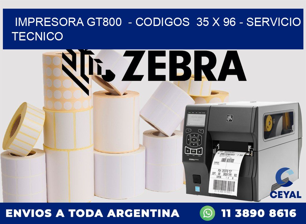 IMPRESORA GT800 - CODIGOS 35 x 96 - SERVICIO TECNICO
