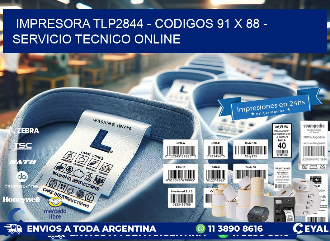 IMPRESORA TLP2844 – CODIGOS 91 x 88 – SERVICIO TECNICO ONLINE