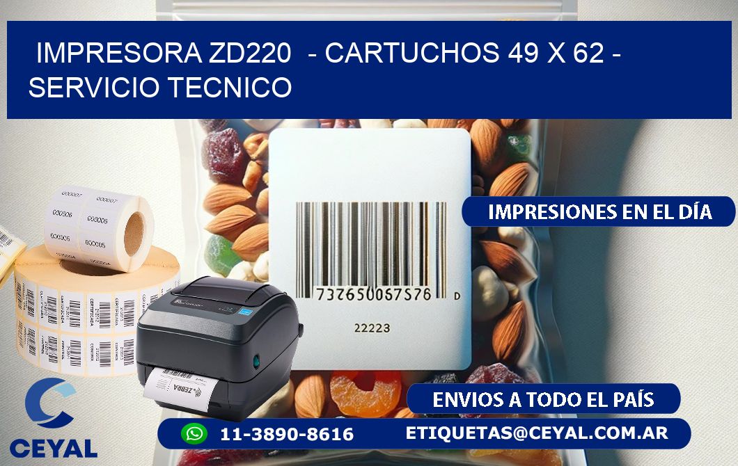 IMPRESORA ZD220  - CARTUCHOS 49 x 62 - SERVICIO TECNICO