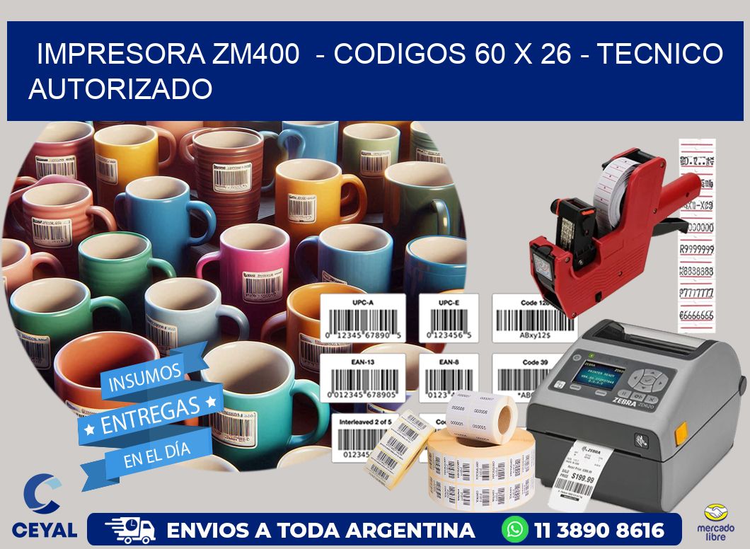 IMPRESORA ZM400 - CODIGOS 60 x 26 - TECNICO AUTORIZADO