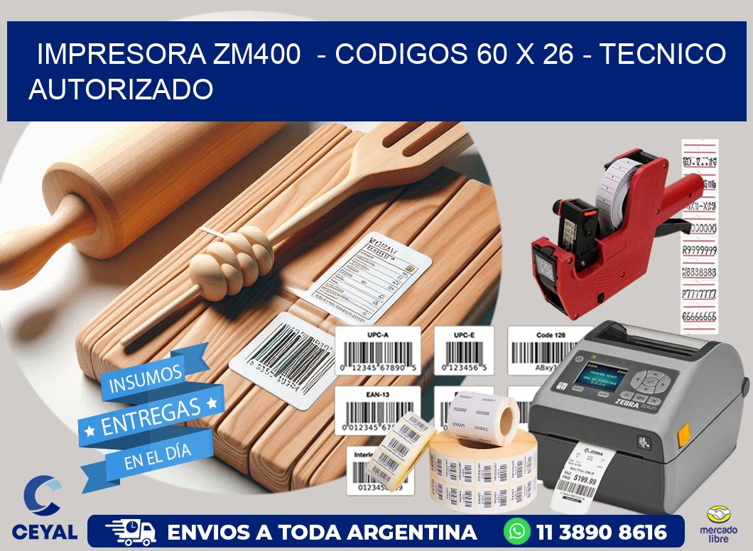 IMPRESORA ZM400 - CODIGOS 60 x 26 - TECNICO AUTORIZADO