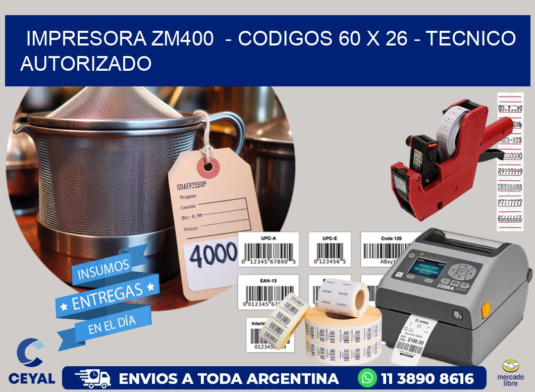 IMPRESORA ZM400 - CODIGOS 60 x 26 - TECNICO AUTORIZADO