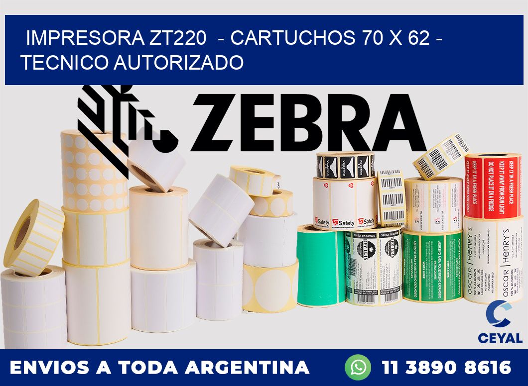 IMPRESORA ZT220  - CARTUCHOS 70 x 62 - TECNICO AUTORIZADO