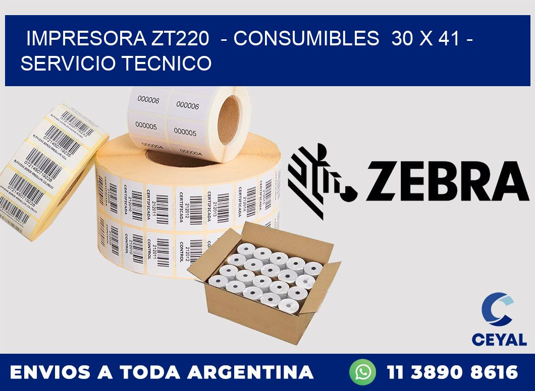 IMPRESORA ZT220  - CONSUMIBLES  30 x 41 - SERVICIO TECNICO