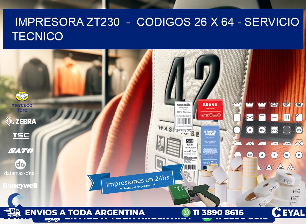 IMPRESORA ZT230  -  CODIGOS 26 x 64 - SERVICIO TECNICO